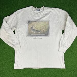 Vintage MV Sport Ivory Northern Feedin' on Perch Minnesota Long Sleeve T-Shirt L